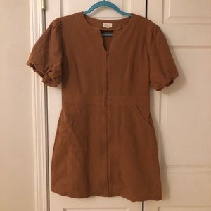 Lina Camel Zip-Up Dress w/ Pockets